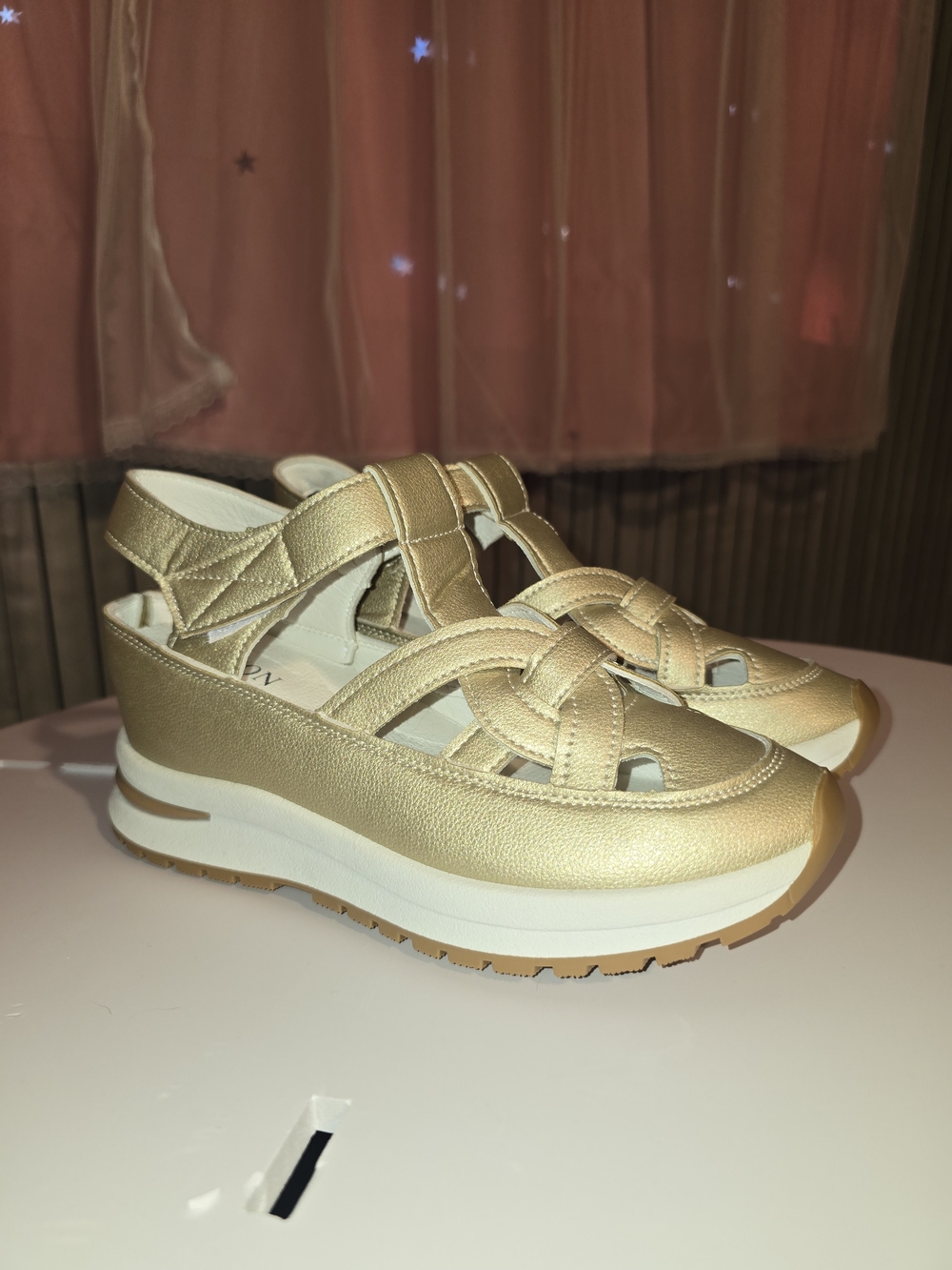 Gold Women's Wedge Sandals with Cushioned Platform